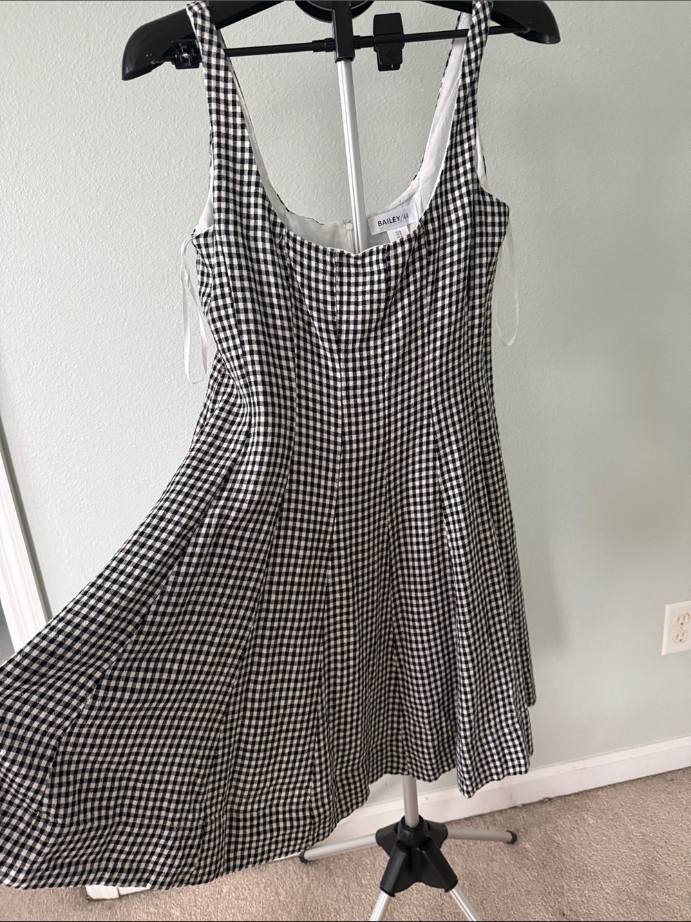 Bailey 44 Black and White Gingham Checkered Midi Dress Size 8 NWOT - Picture 7 of 14
